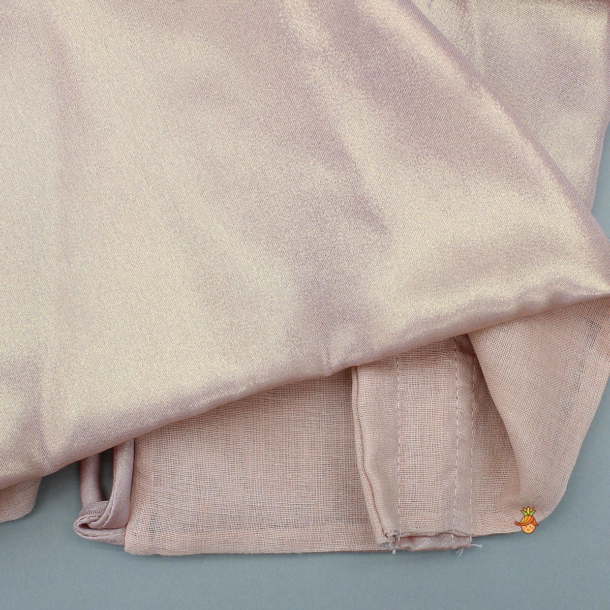 Gorgeous Shimmery Pink Draped Top With Shimmery Lehenga