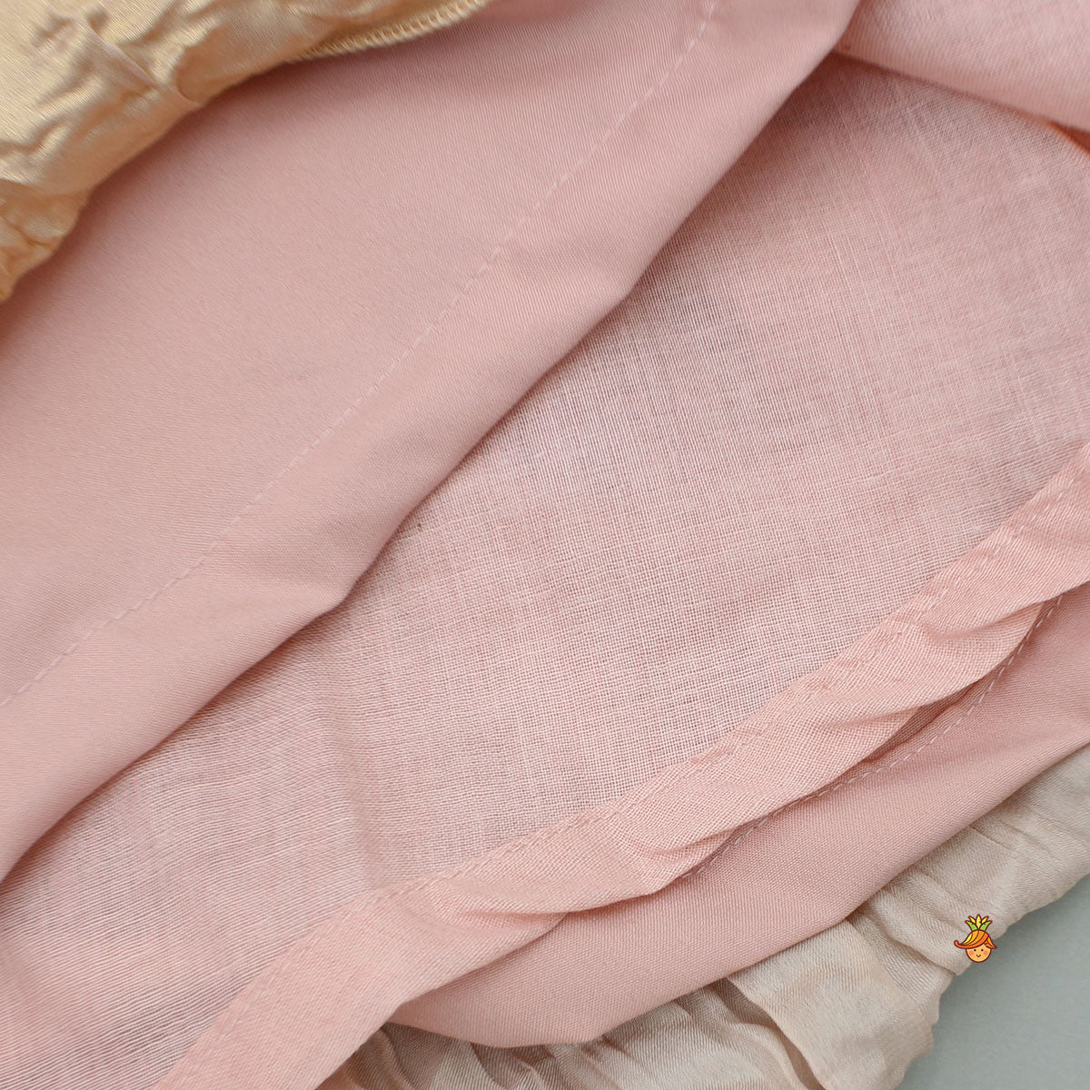 Gorgeous Shimmery Pink Draped Top With Shimmery Lehenga