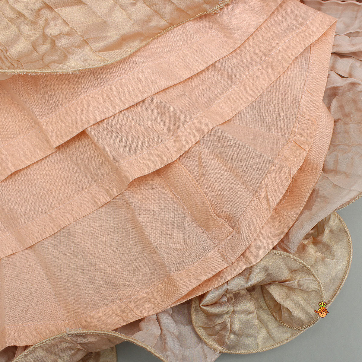 Gorgeous Shimmery Pink Draped Top With Shimmery Lehenga