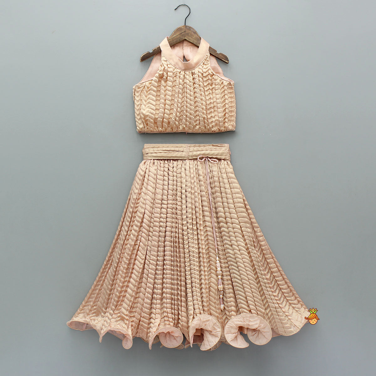 Beautiful Shimmery Halter Neck Top With Lehenga