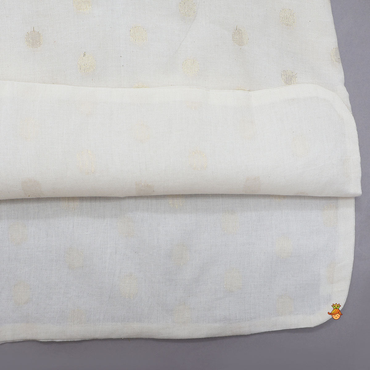 Off White Embroidered Cotton Kurta With Shimmery Pocket Square Jacket And Pyjama
