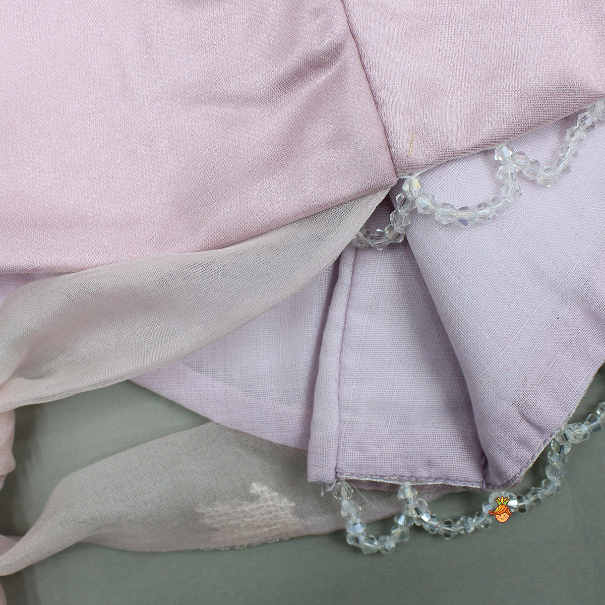 Pink Organza Crop Top With Lehenga
