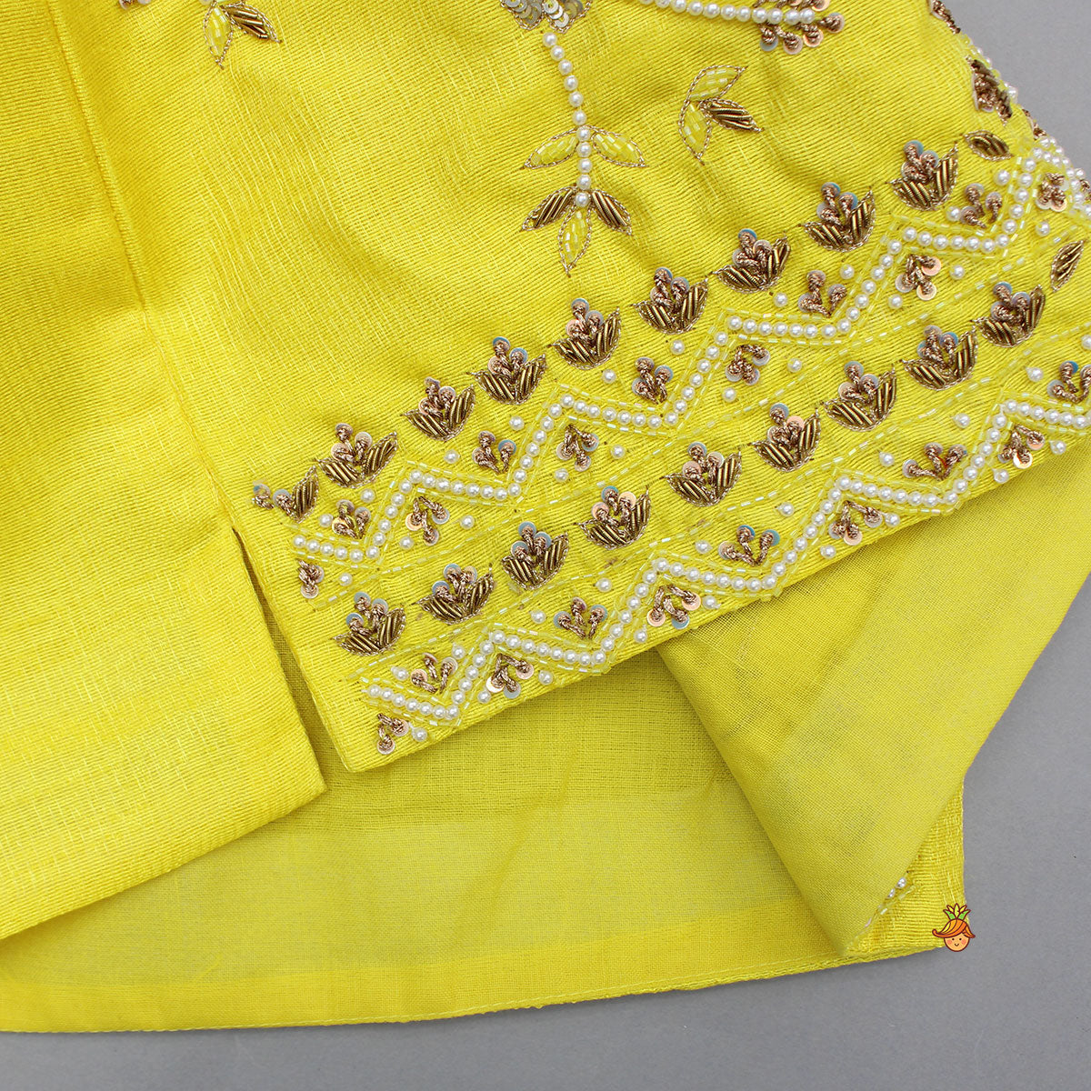 White Kurta With Zardozi Embroidered Sheen Yellow Jacket And Pyjama