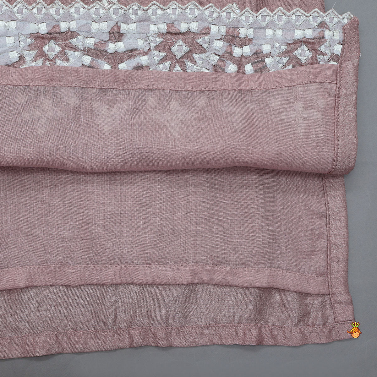Pink Faux Mirror Embroidered Ruffle Detailed Kurti With Sharara