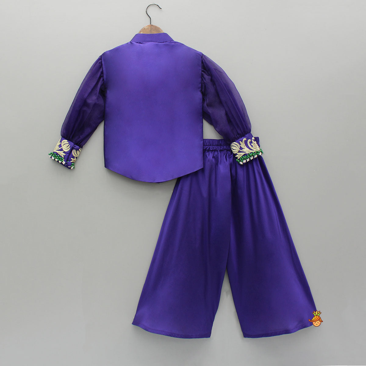 Stunning Embroidered Purple Embellished Top With Palazzo