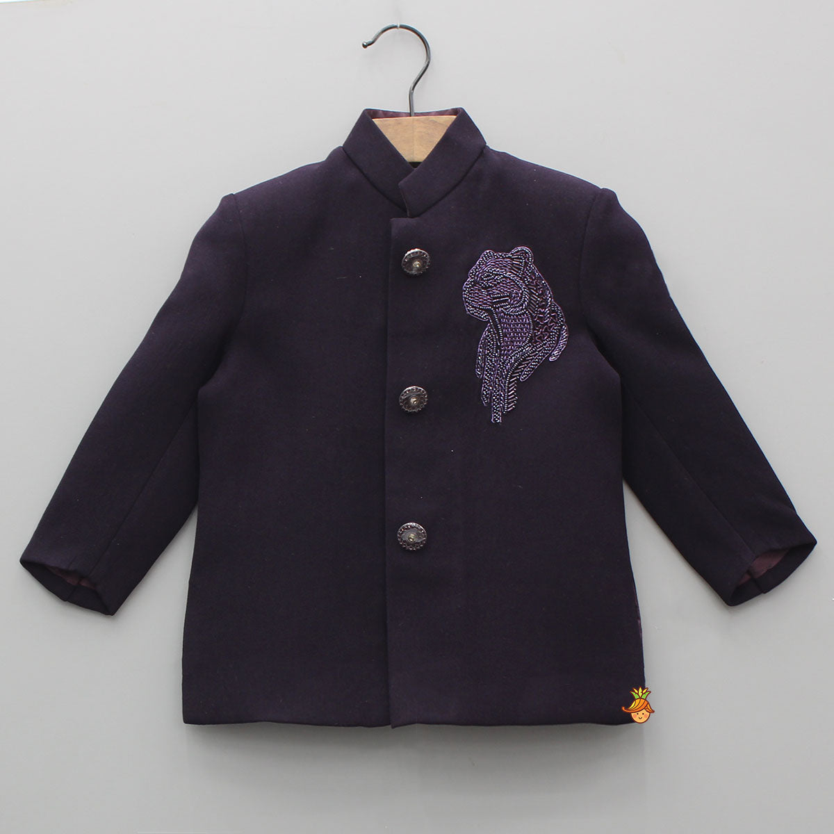 Elegant Embroidered Sherwani With White Pyjama