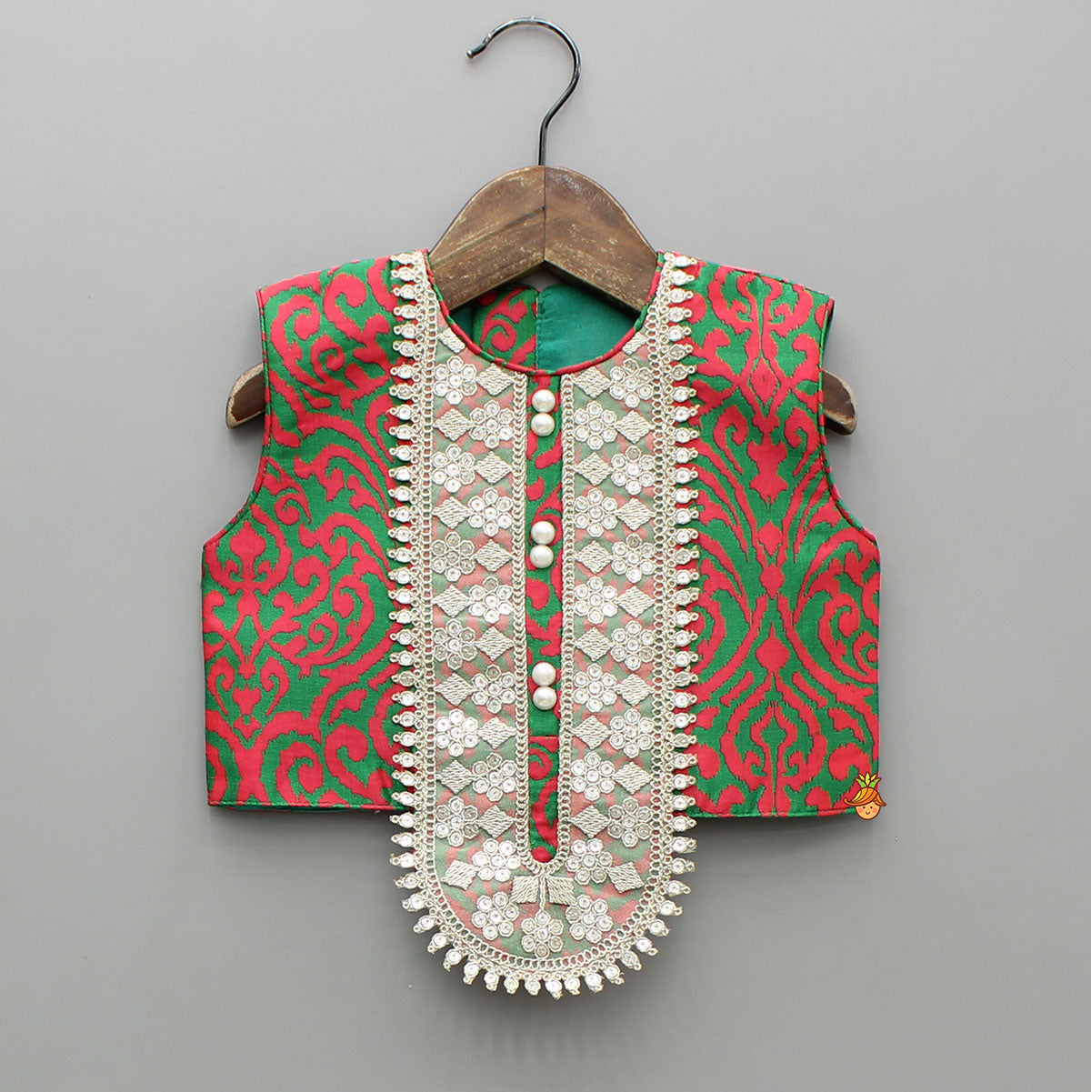 Pink And Green Printed Top With Palazzo