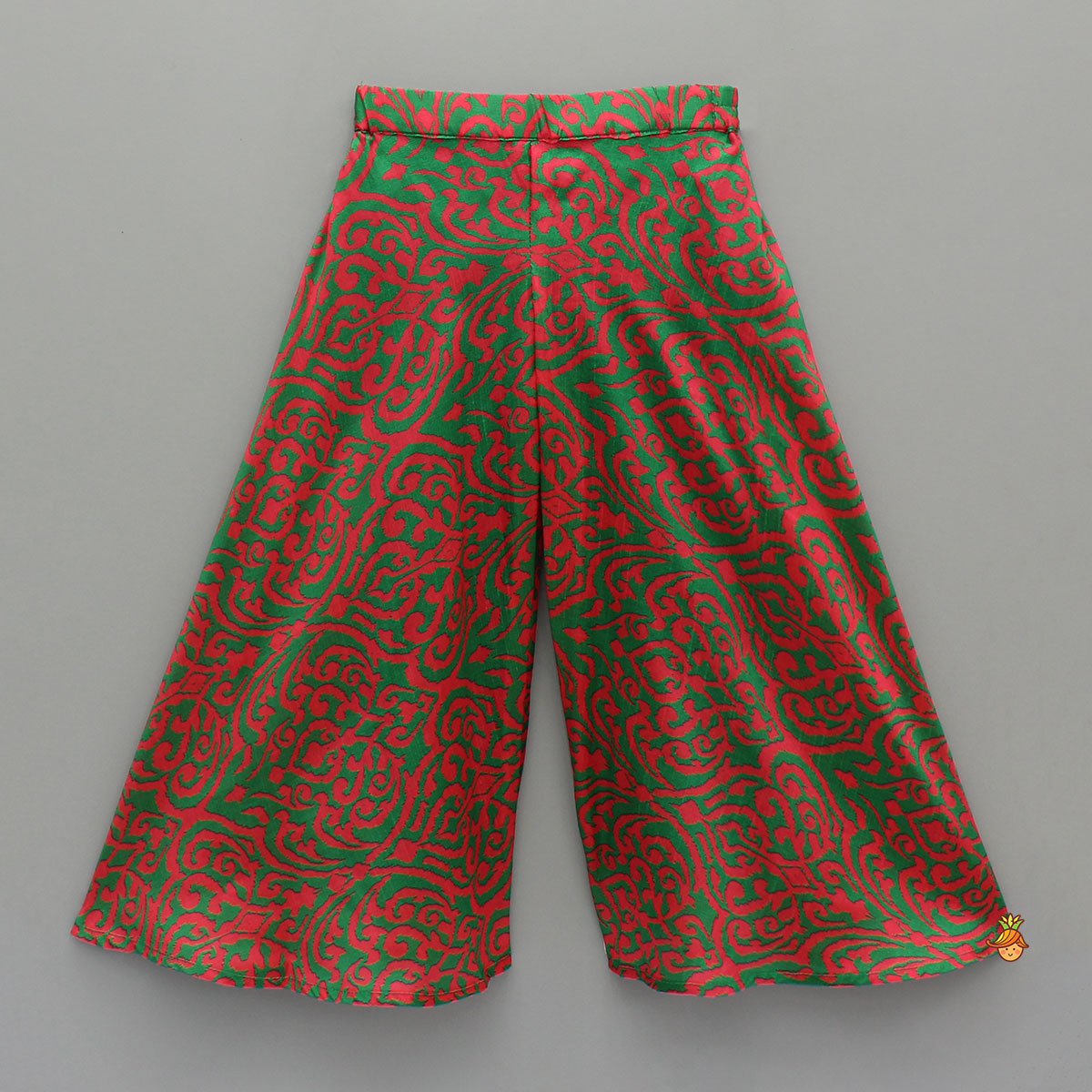 Pink And Green Printed Top With Palazzo