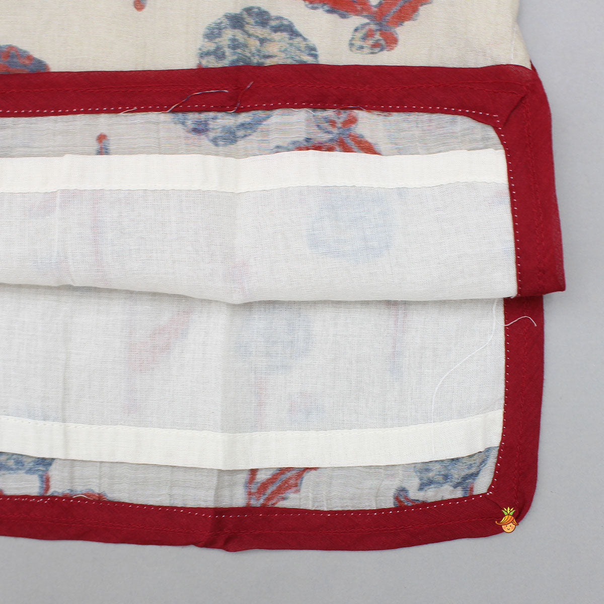 Red Detailed Floral Printed Chanderi Kurta With Pyjama