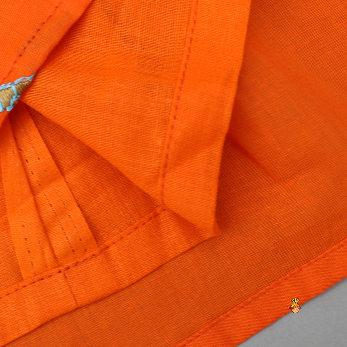 Scalloped Lace Detailed Orange Top And Lehenga