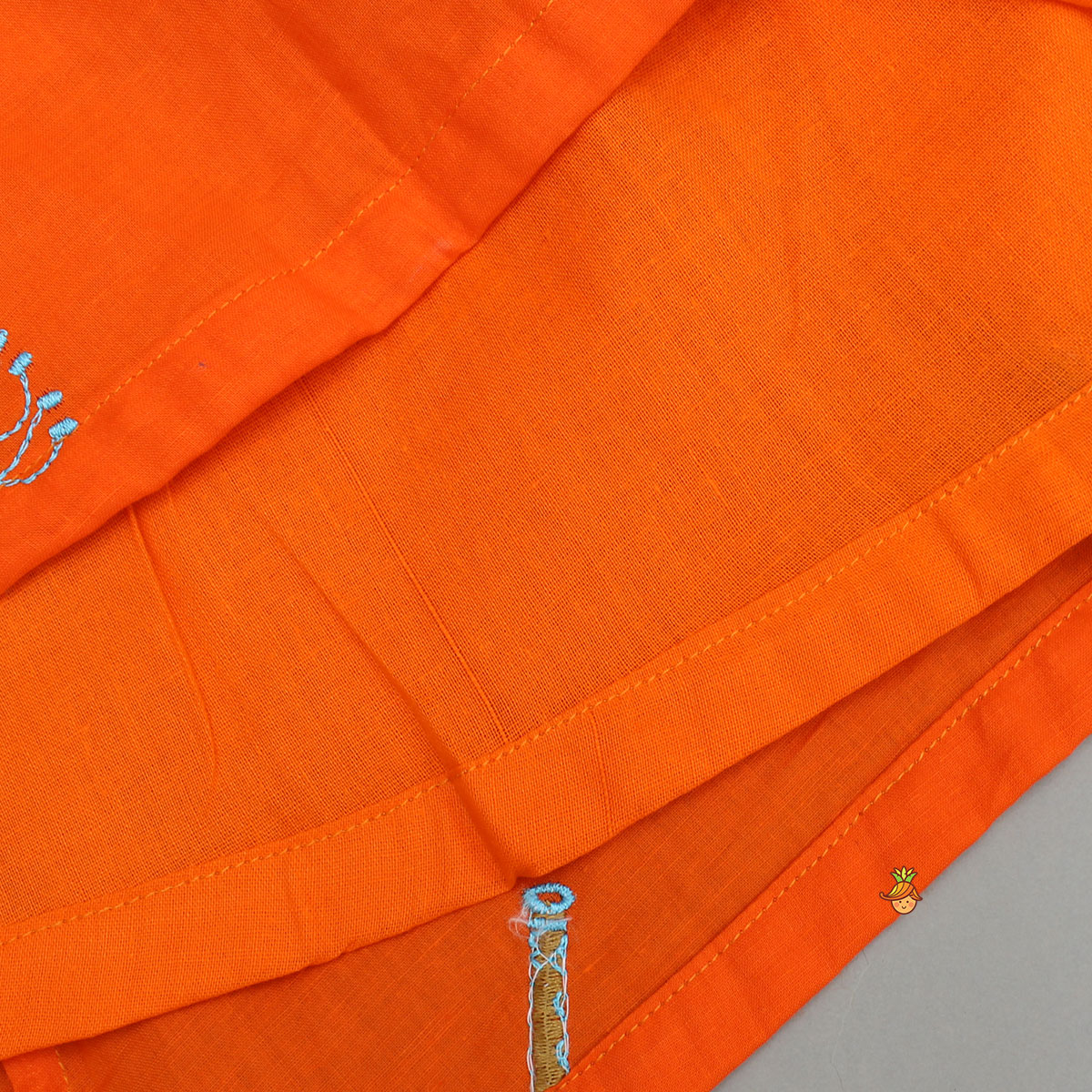 Scalloped Lace Detailed Orange Top And Lehenga