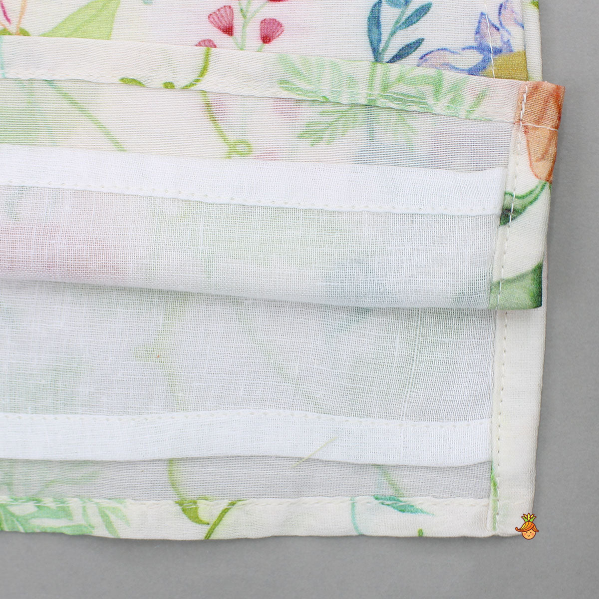 Multicolour Floral Printed Chanderi Kurta With Front Open Jacket And Pyjama