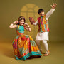 Elegant Multicolour Printed Sleeveless Dress With Attached Bag And Matching Hairband twinning model image 2