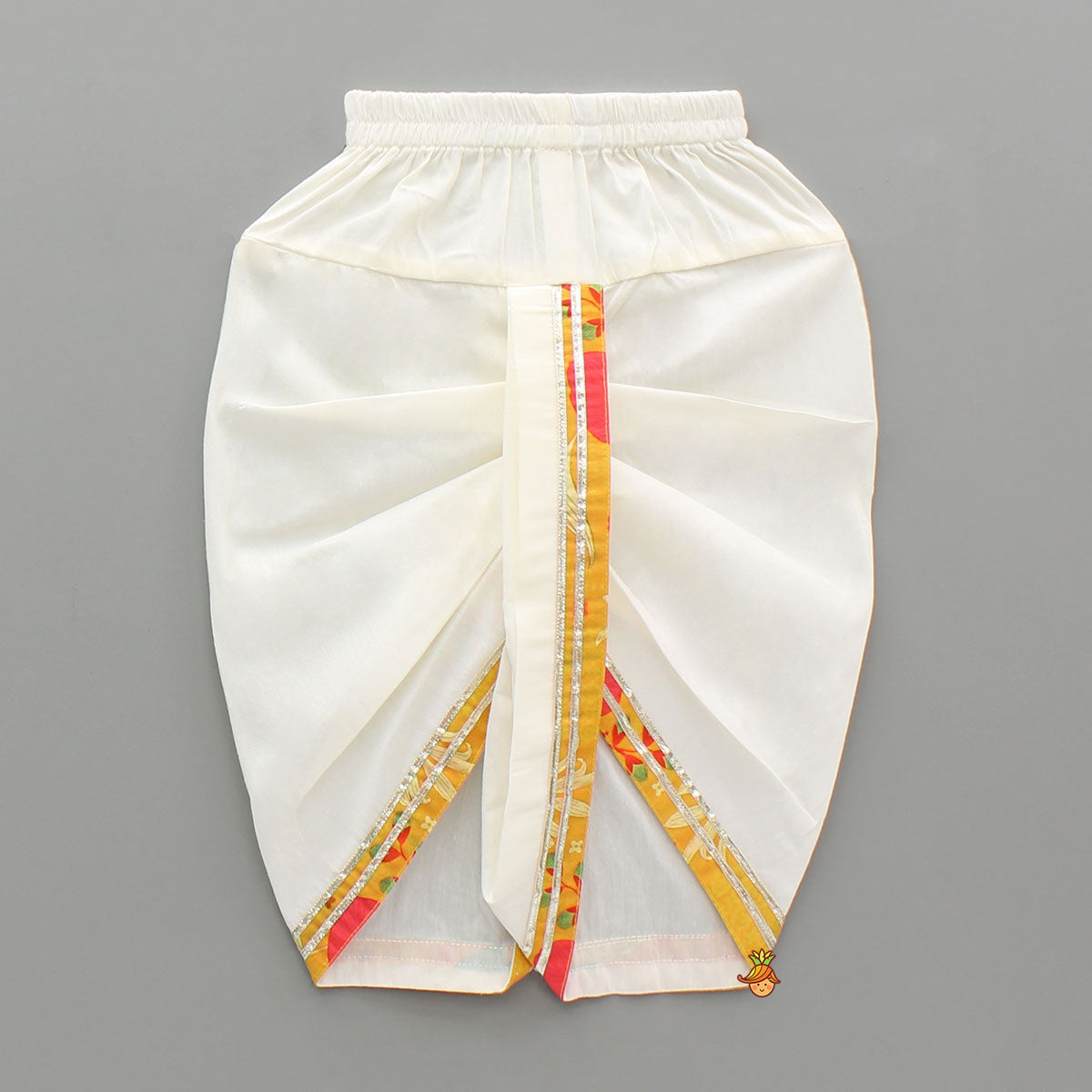 Multicolour Angarkha Top And Dhoti With Mor Pankh Mukut