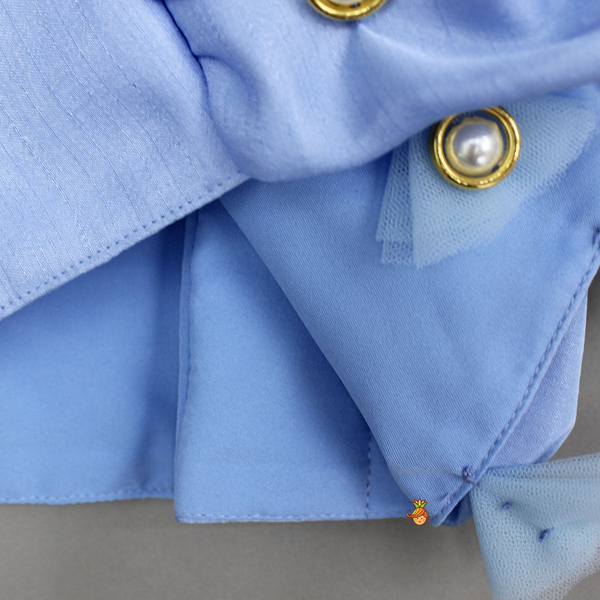 Blue Draped Embellished Top With Palazzo