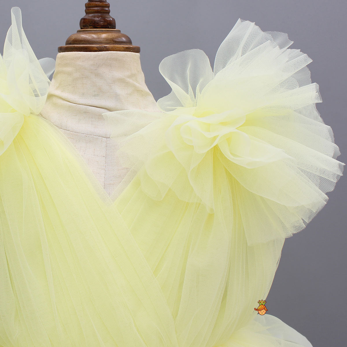 Yellow Ruffled Net Dress With Stylish Sleeves
