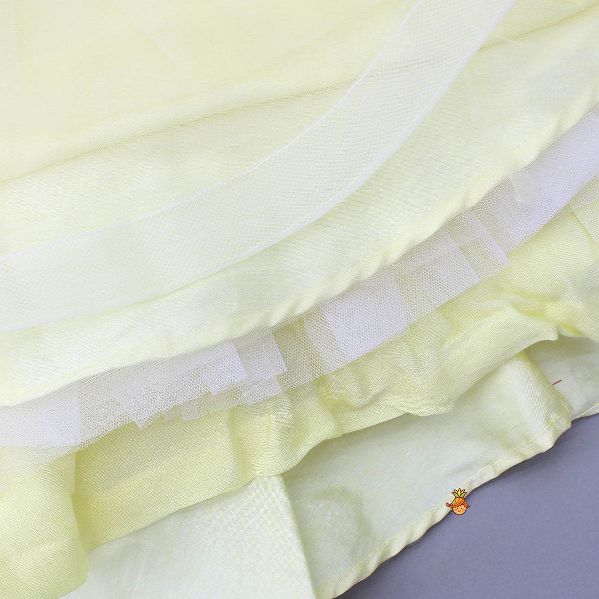 Yellow Ruffled Net Dress With Stylish Sleeves