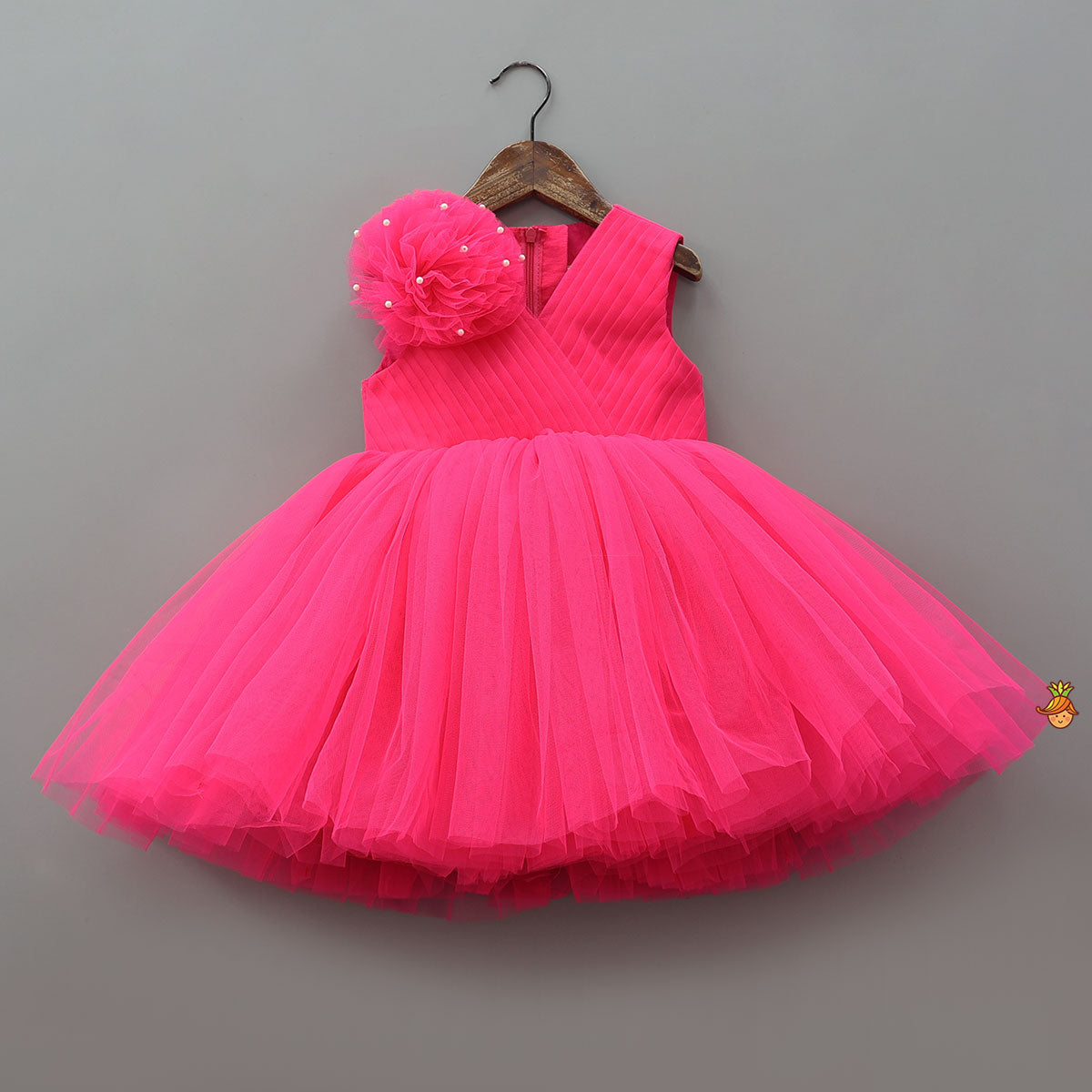 Flower Adorned Dress With Detachable Butterfly Wings