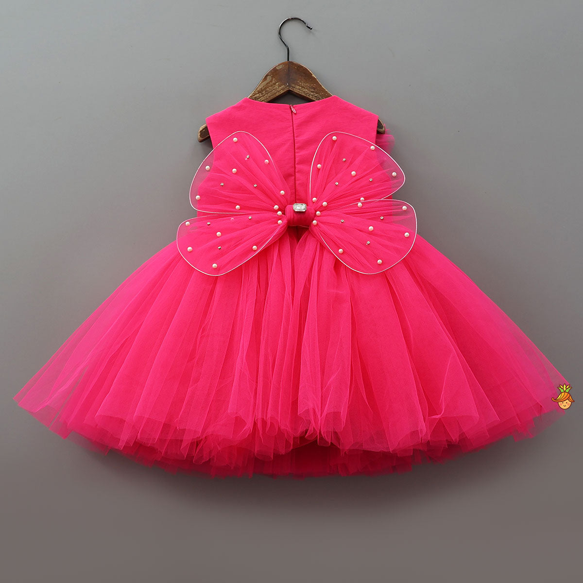 Flower Adorned Dress With Detachable Butterfly Wings
