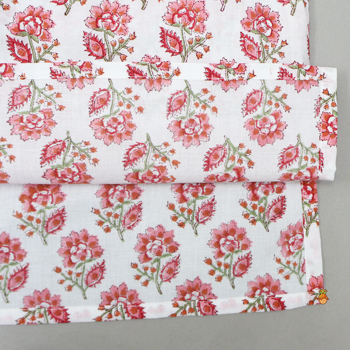 Floral Hand Block Printed Cotton Kurta With Pyjama