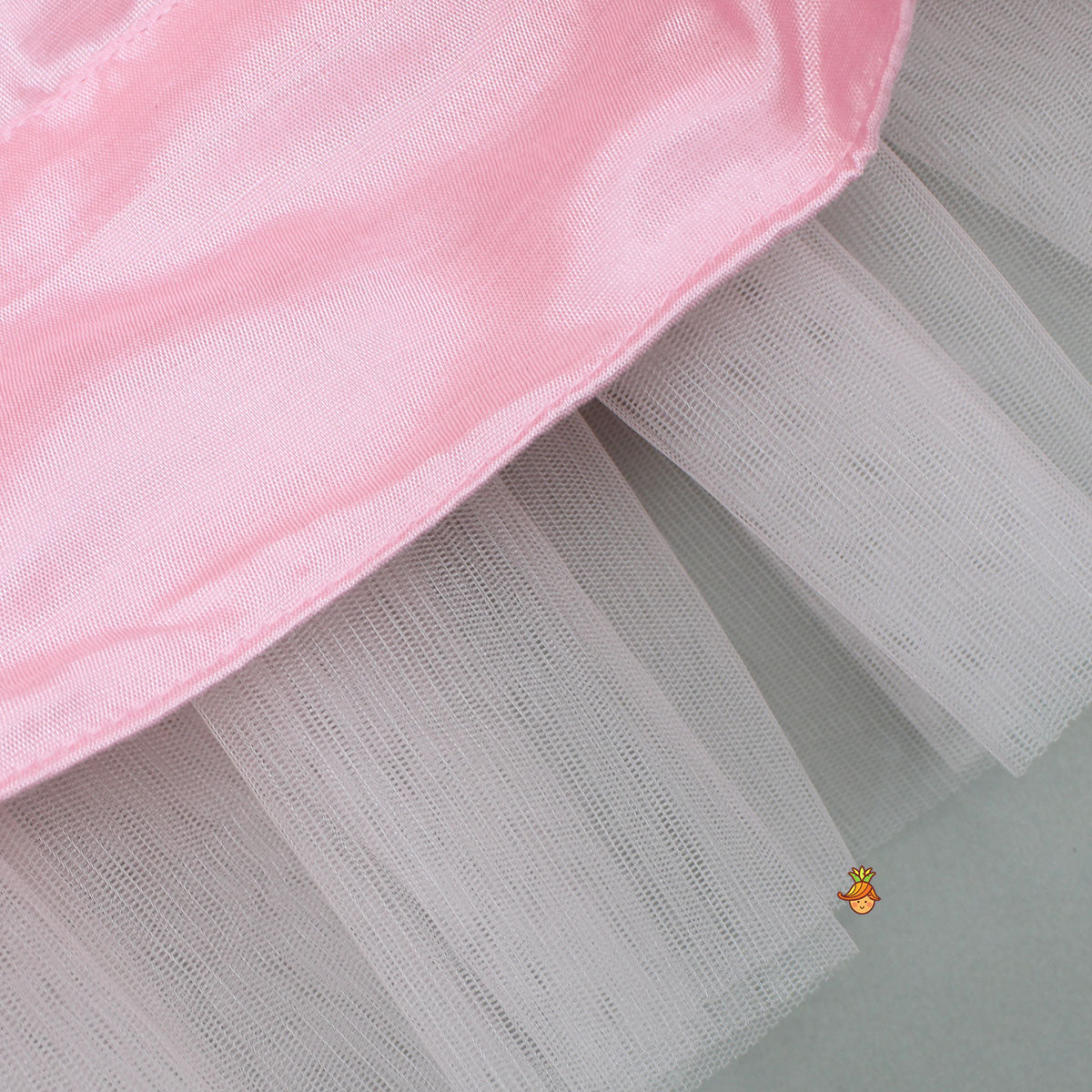 Pink Bow Glitter Embellished High Low Dress With Detachable Trail