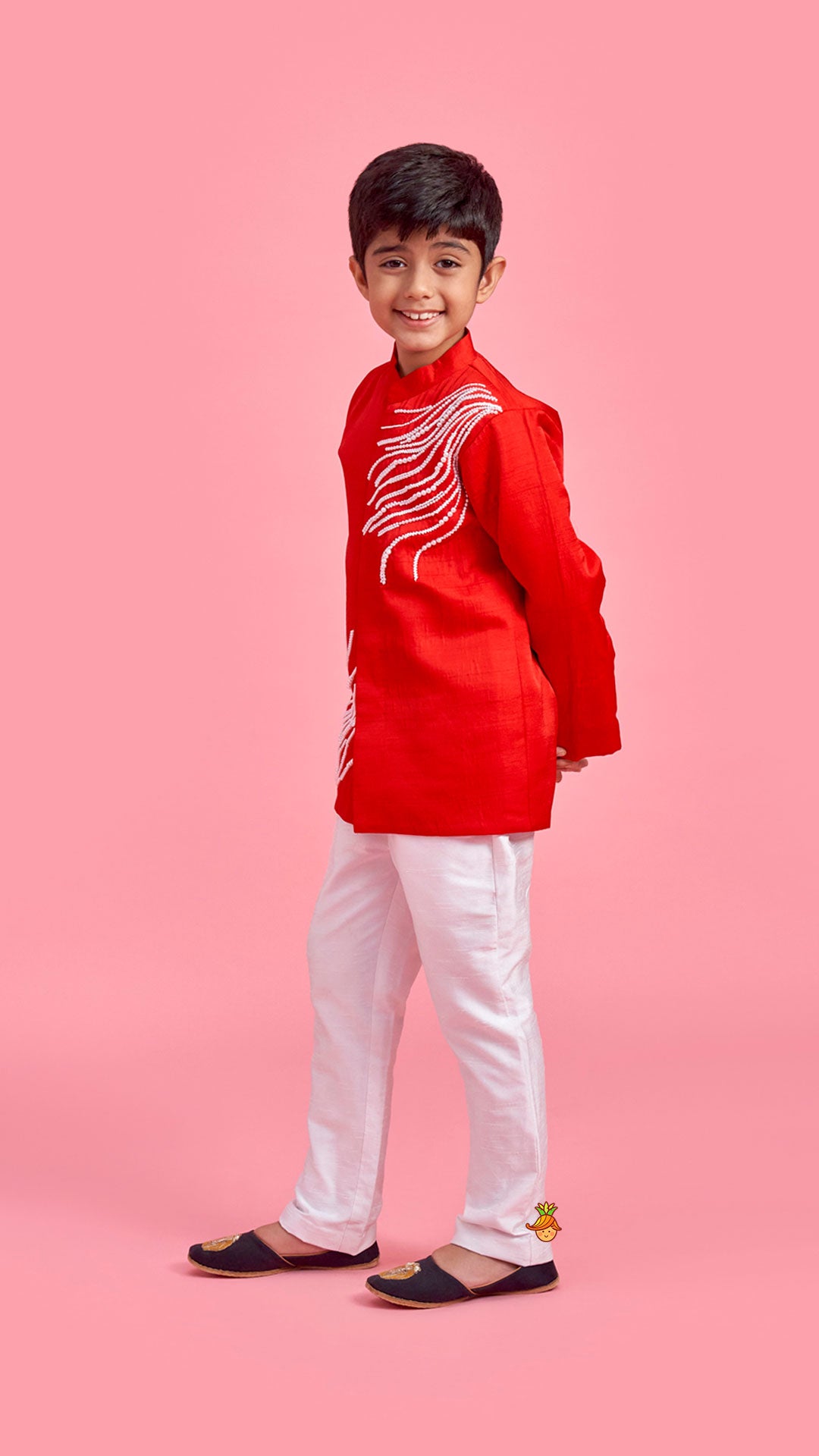 Stunning Red Embroidered Sherwani With Pants