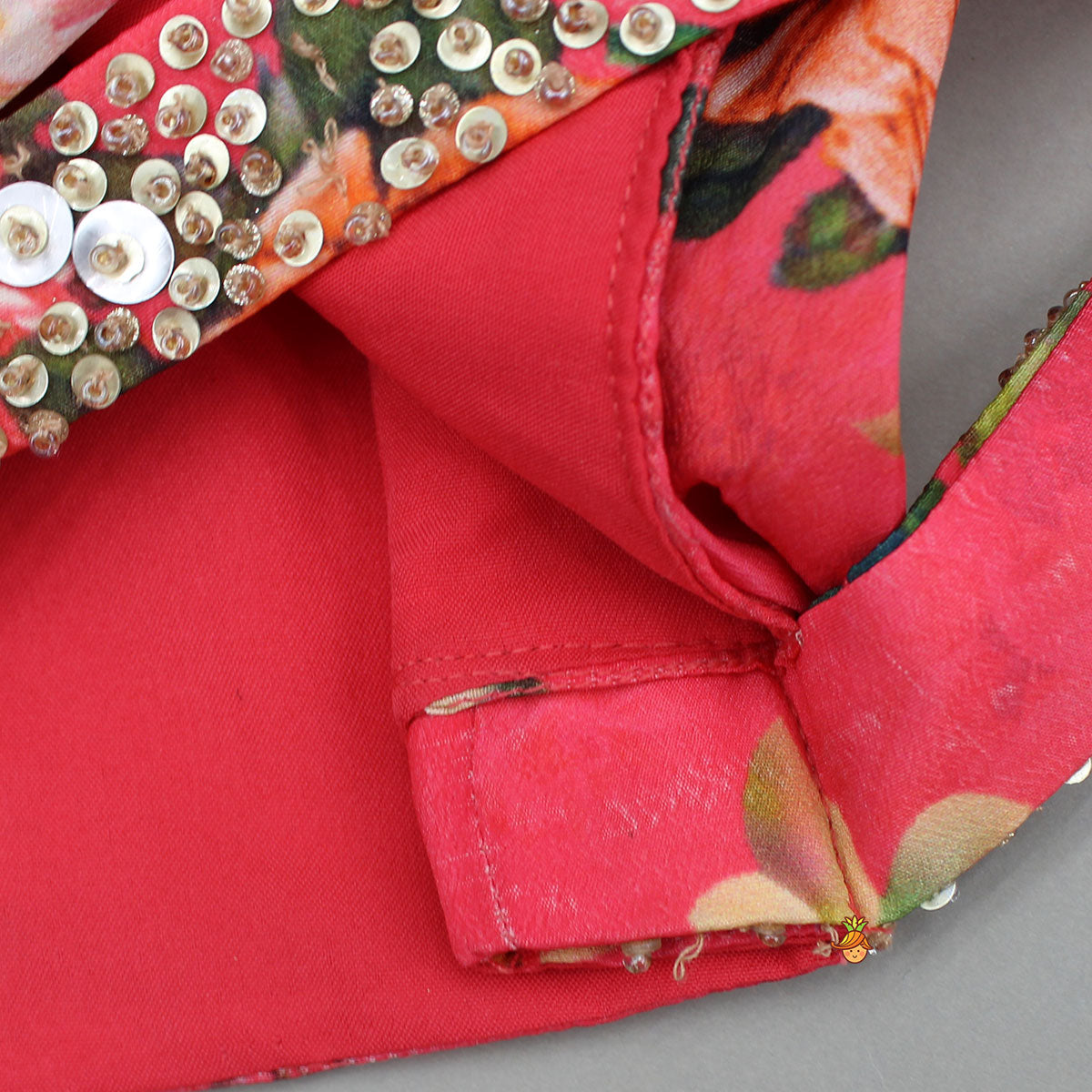 Red Floral Printed Draped Top With Flared Palazzo