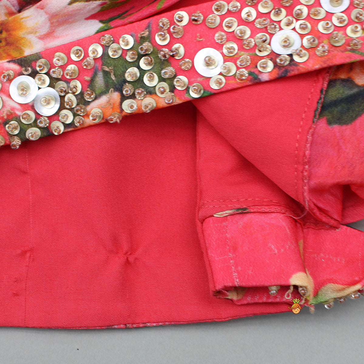 Red Floral Printed Draped Top With Flared Palazzo