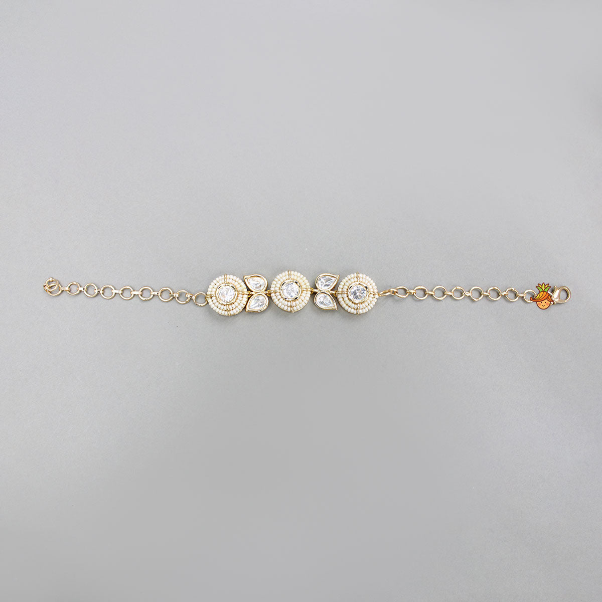 Beads Embellished Off White Adjustable Bracelet