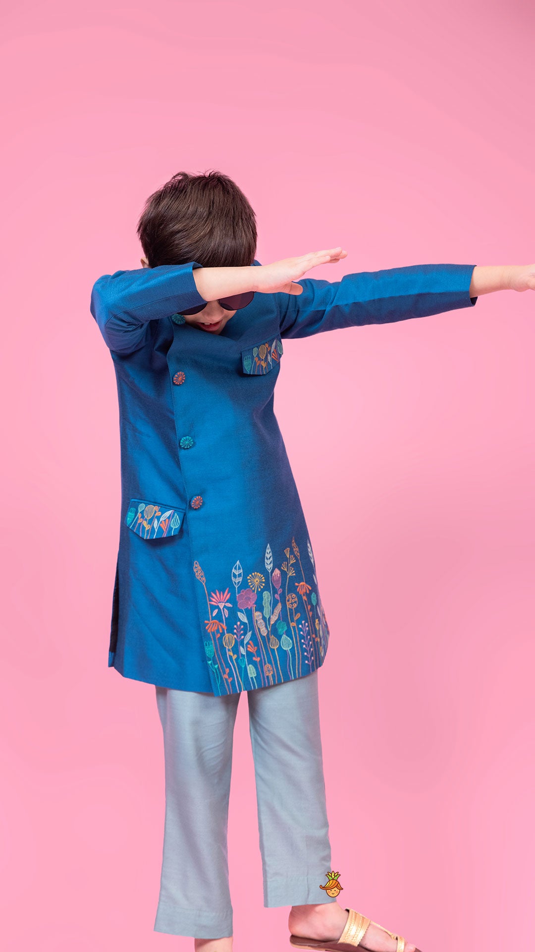 Embroidered Blue Stylish Sherwani And Pant