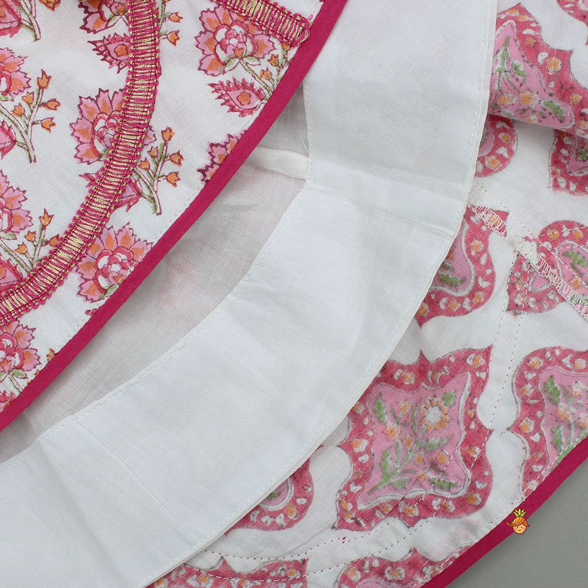 Beautiful Cotton Printed Sweetheart Neck Top With Printed Lehenga And Dupatta