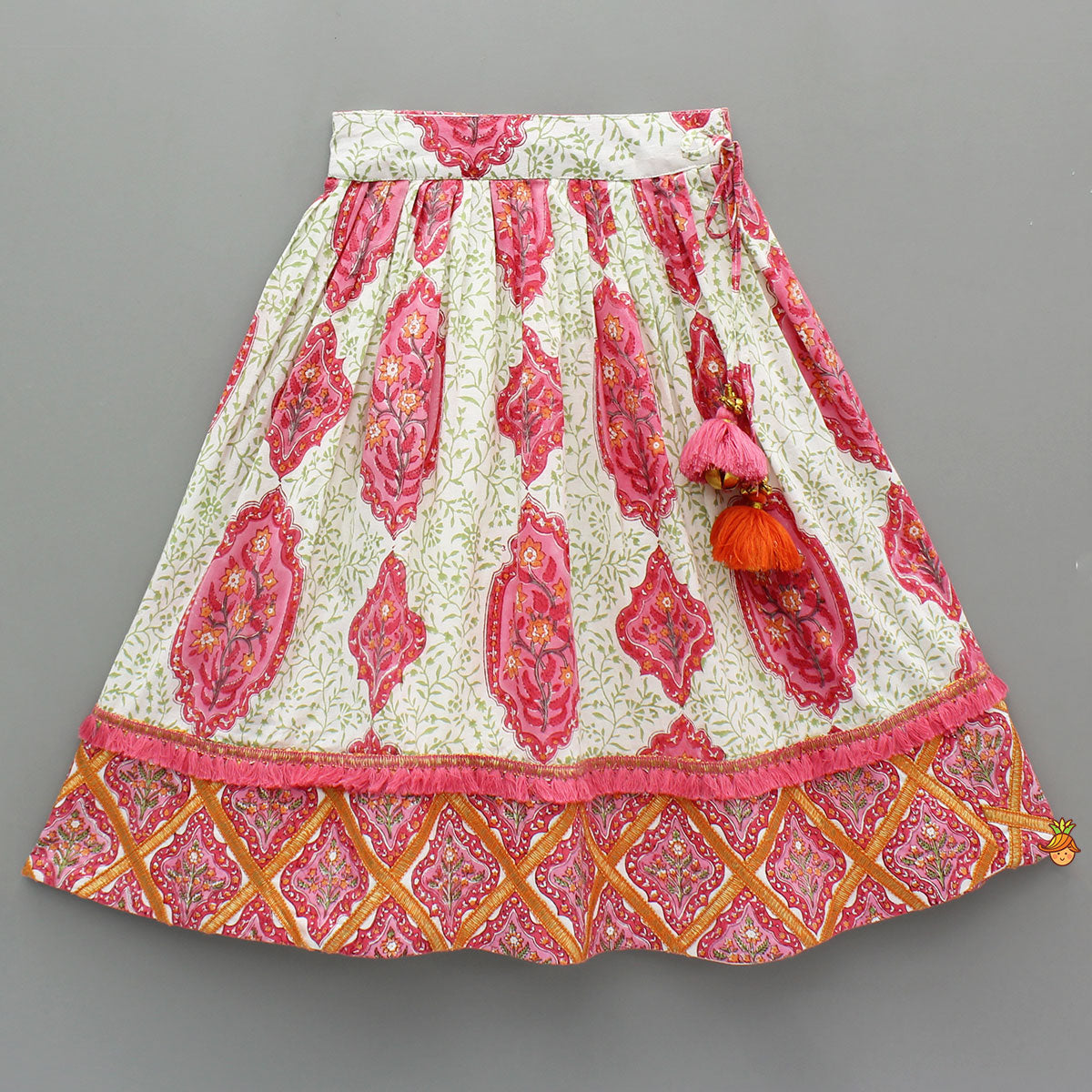 Beautiful Cotton Printed Top With Printed Lehenga And Dupatta