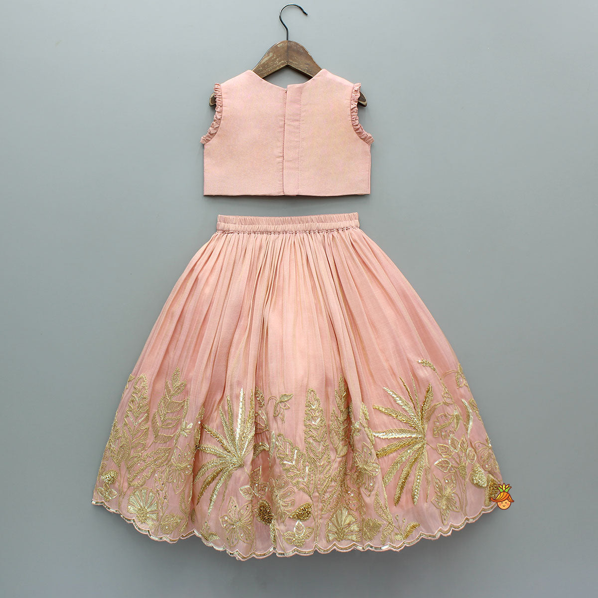 Gorgeous Shimmery Embroidered Top With Shimmery Flared Lehenga And Dupatta