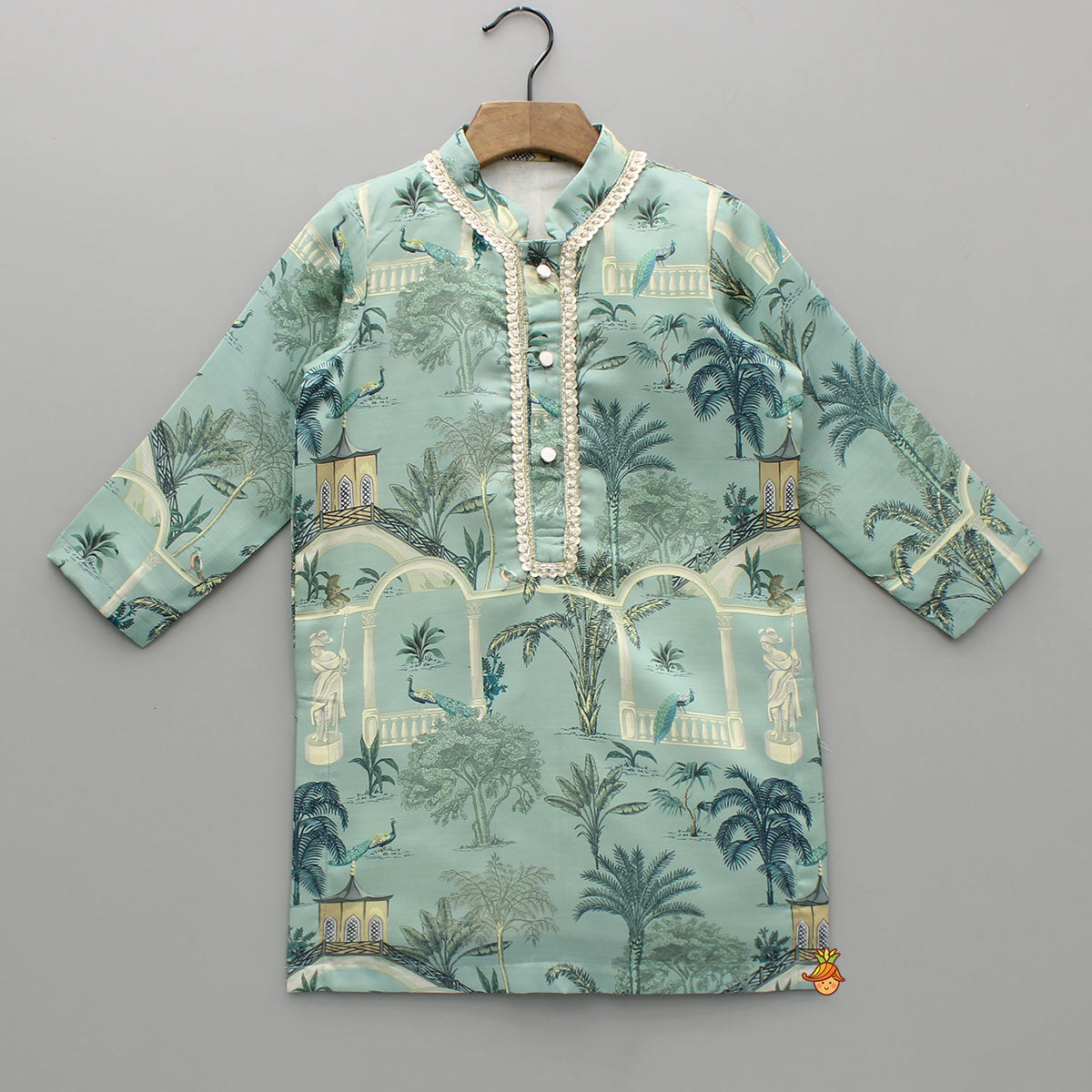 Digital Printed Green Kurta With Pyjama