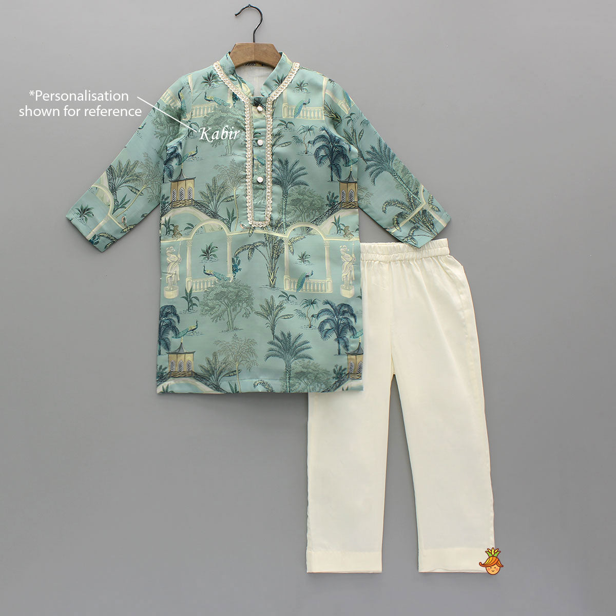 Digital Printed Green Kurta With Pyjama