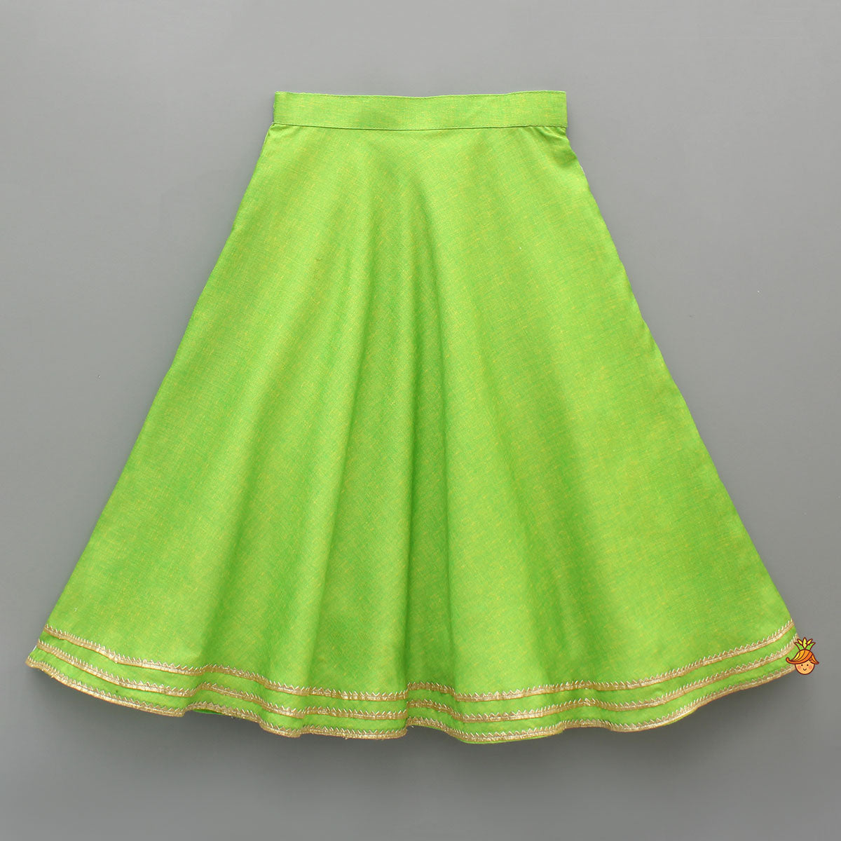 Multicoloured Stylish Kurta With Green Lehenga And Matching Bag