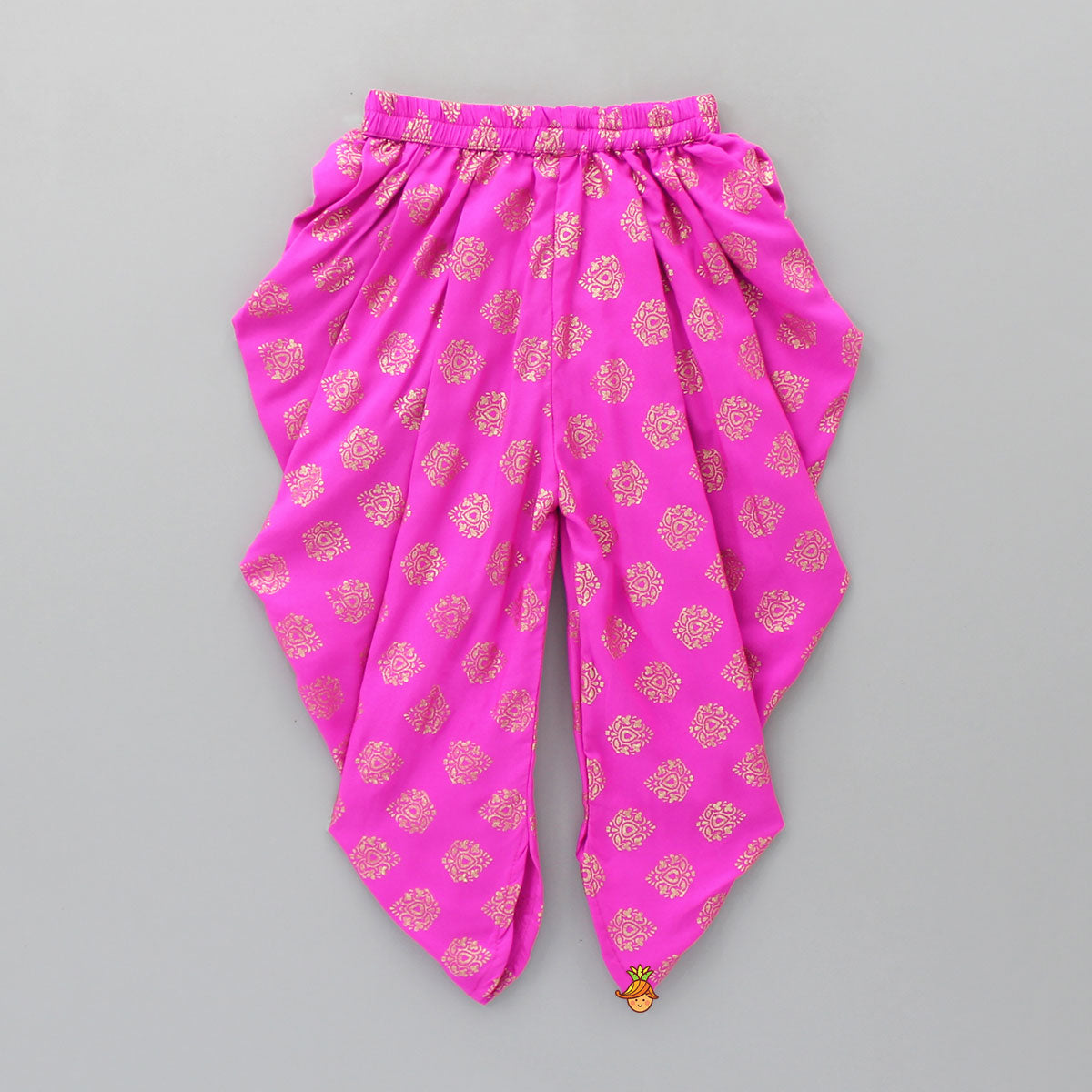 Zig-Zag Printed Halter Neck Top With Printed Pink Dhoti