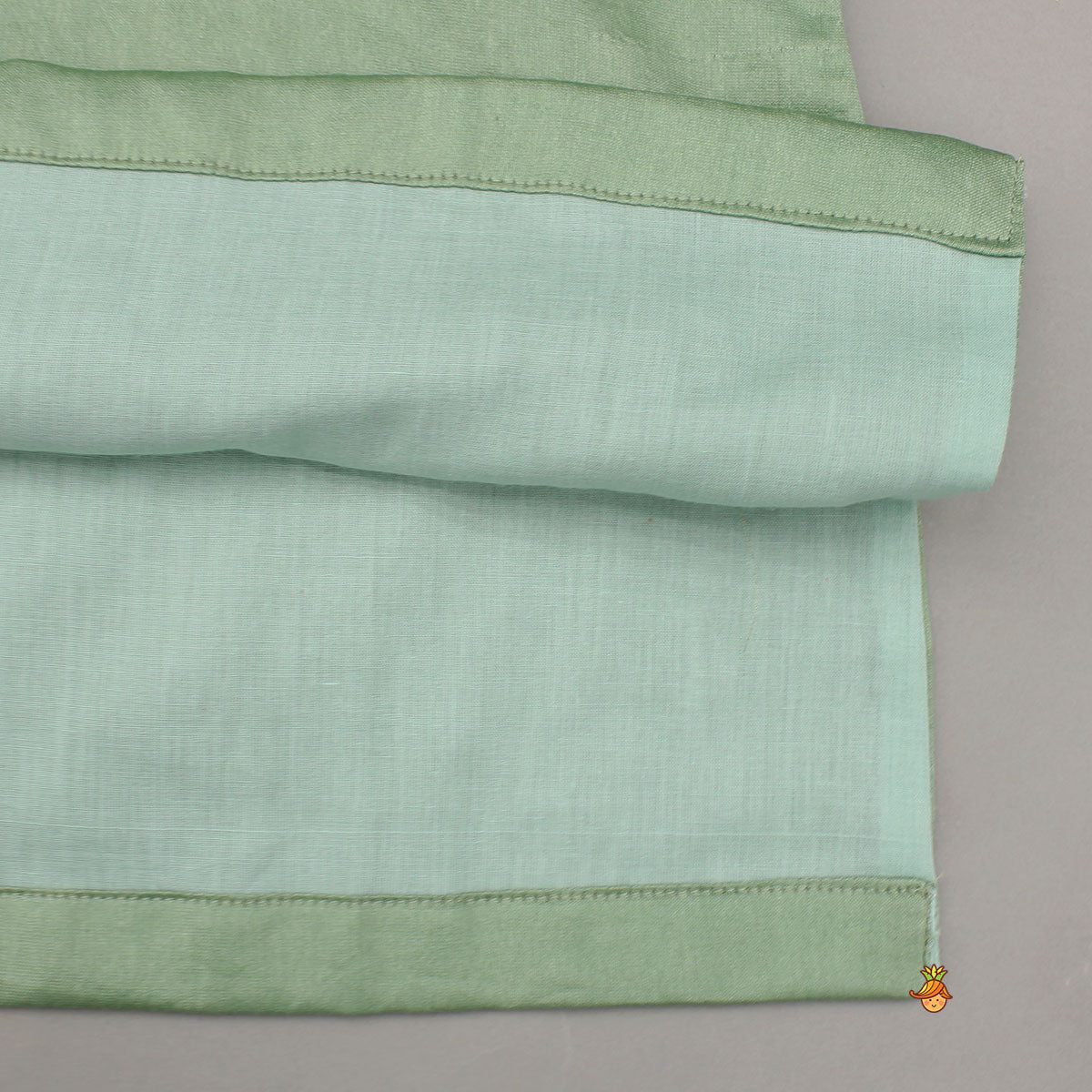 Green Kurta With Prink Brocade Jacket And Dhoti