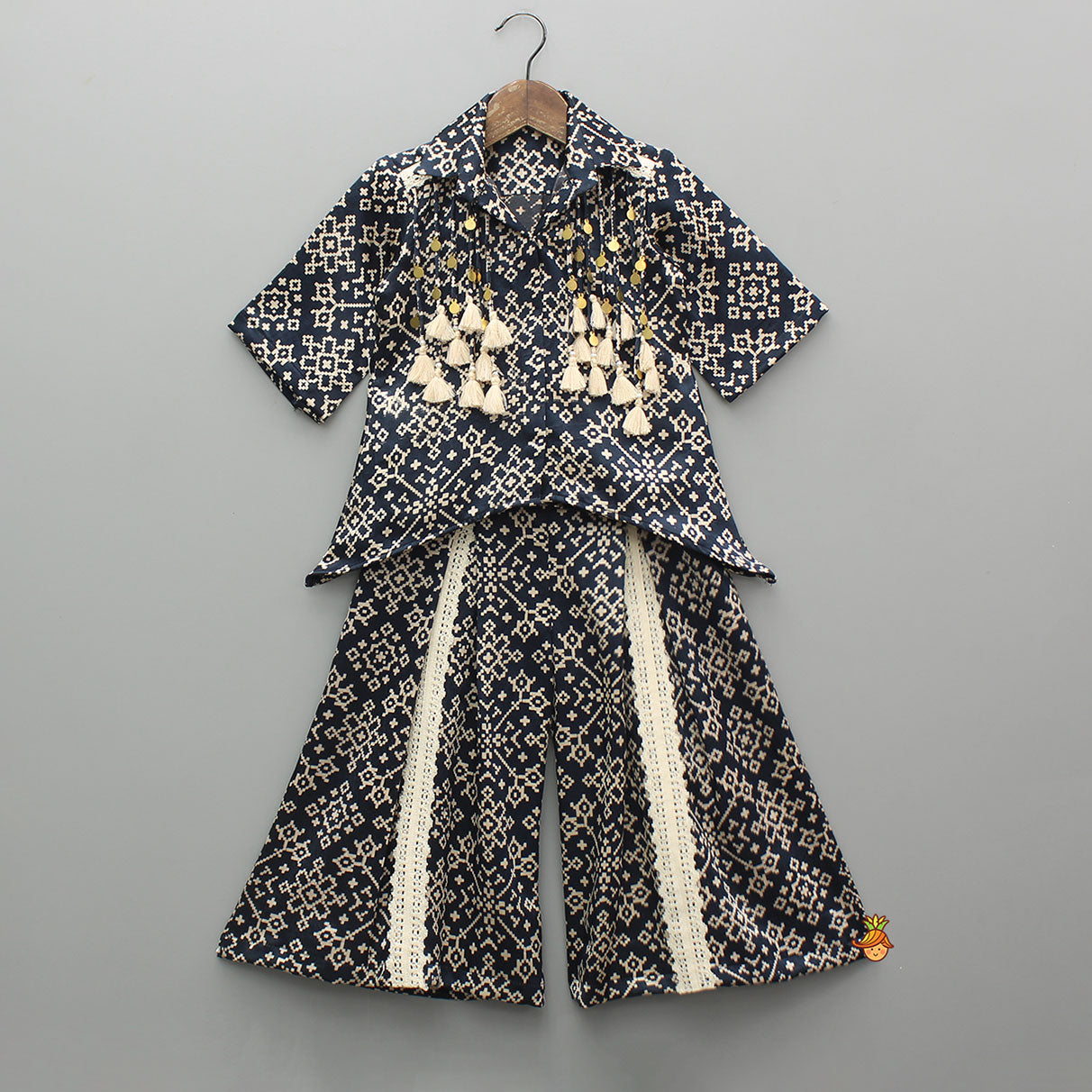 Stylish Printed Shirt Style Kurti With Palazzo