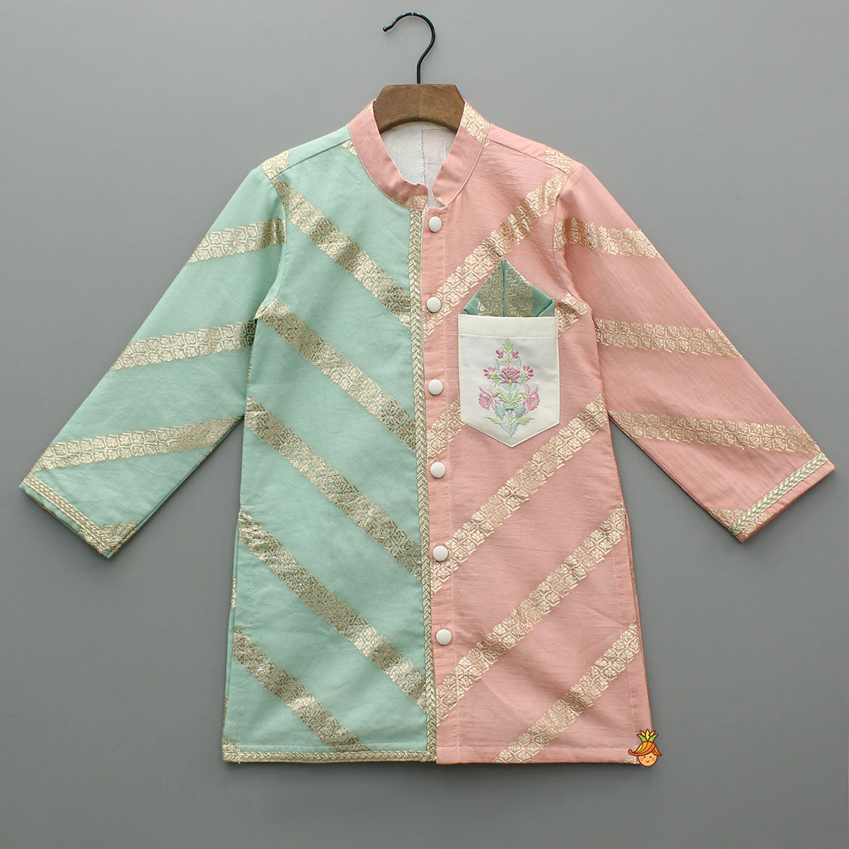 Stylish Dual Toned Embroidered Kurta With Pyjama