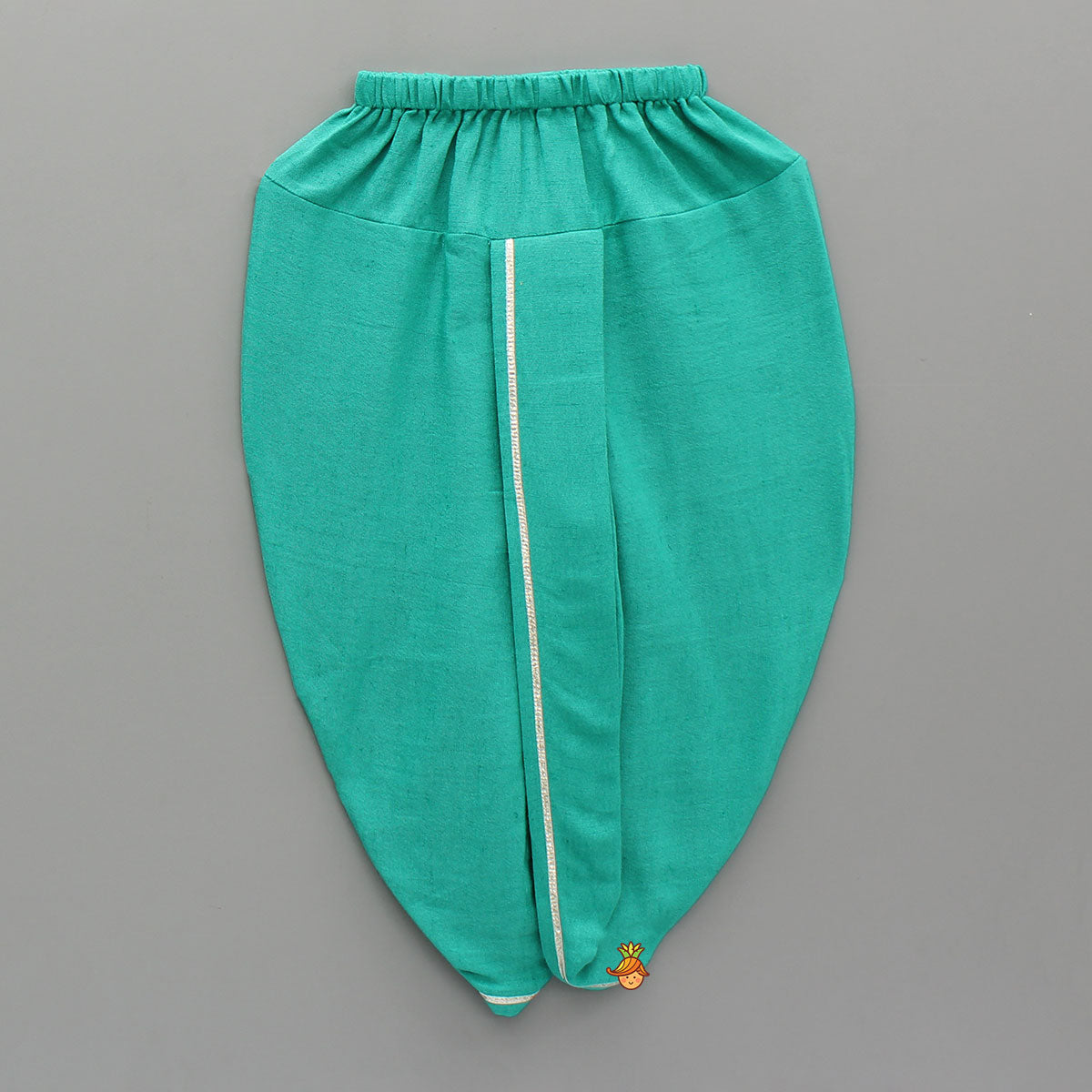 Mor Pankh Kurta With Green Dhoti And Head Band