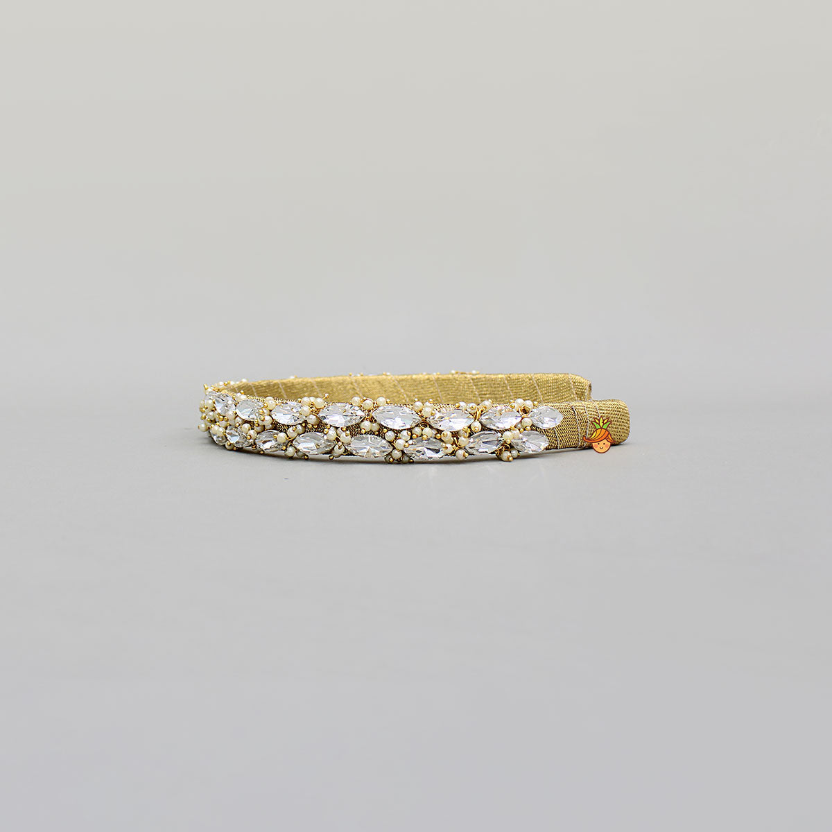 Leaf Shaped Faux White Stones Embellished Hair Band