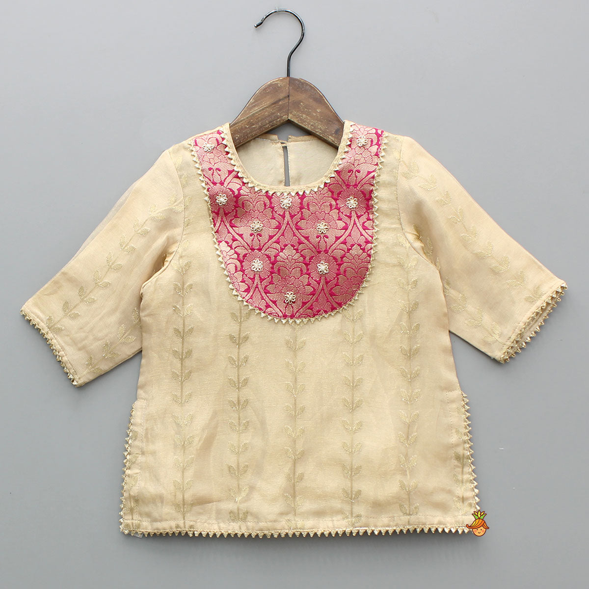 Elegant Floral Detailed Tissue Kurti With Palazzo