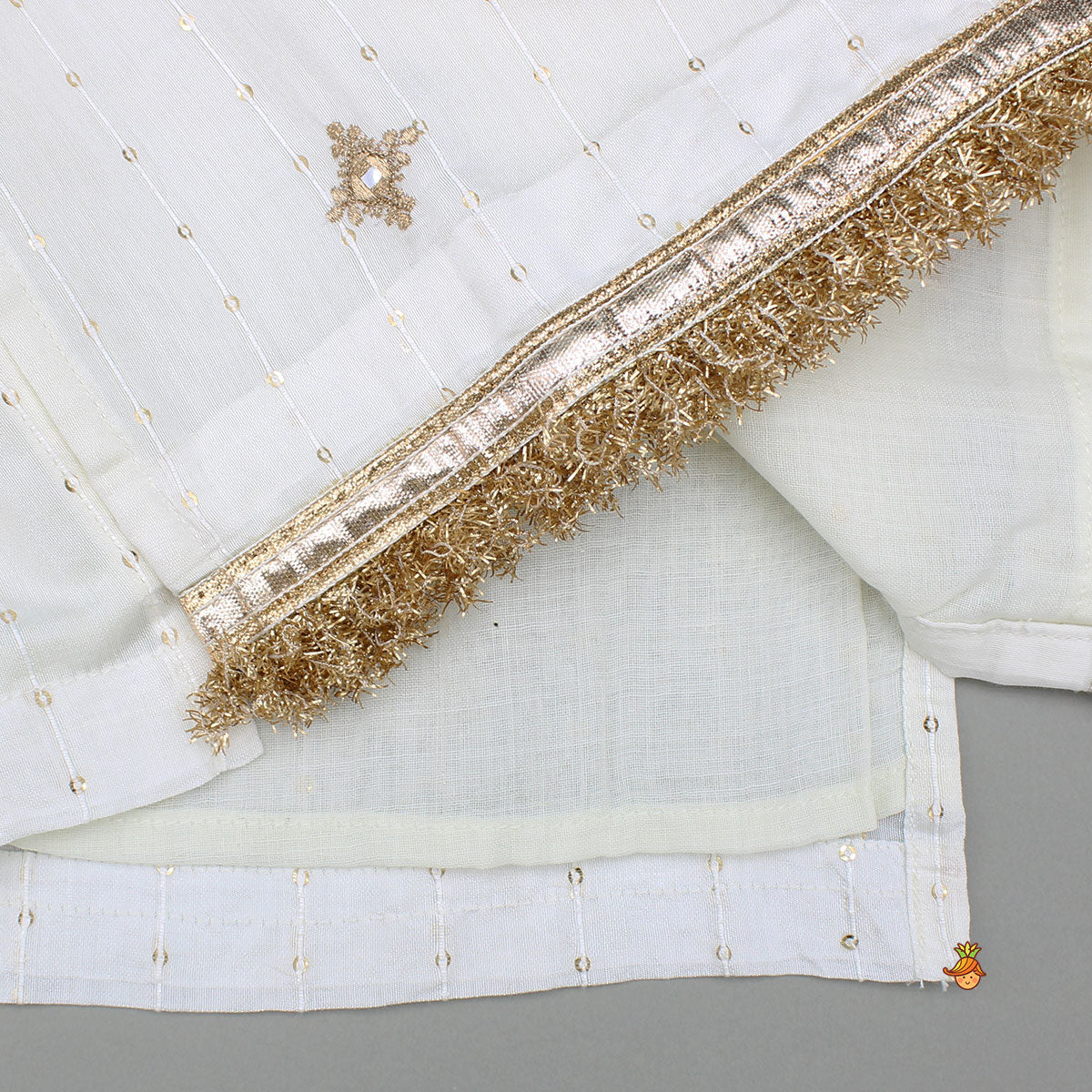 Elegant Faux Mirror Embroidered Chanderi Kurti With Sharara And Dupatta