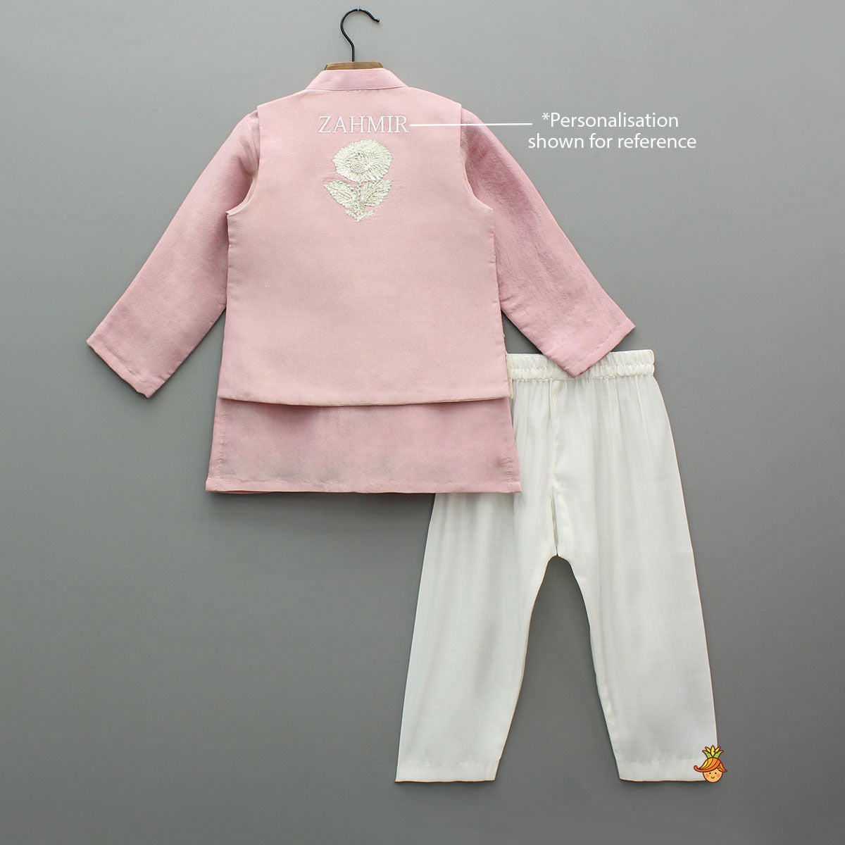 Shimmery Kurta With Shimmery Front Open Hand Embroidered Jacket And Pyjama