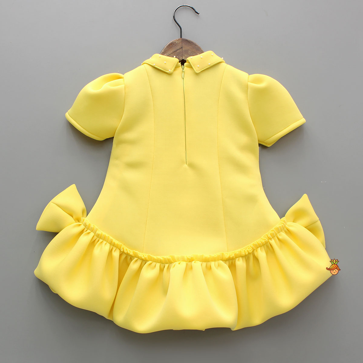 Yellow Collared Stylish Bow Dress