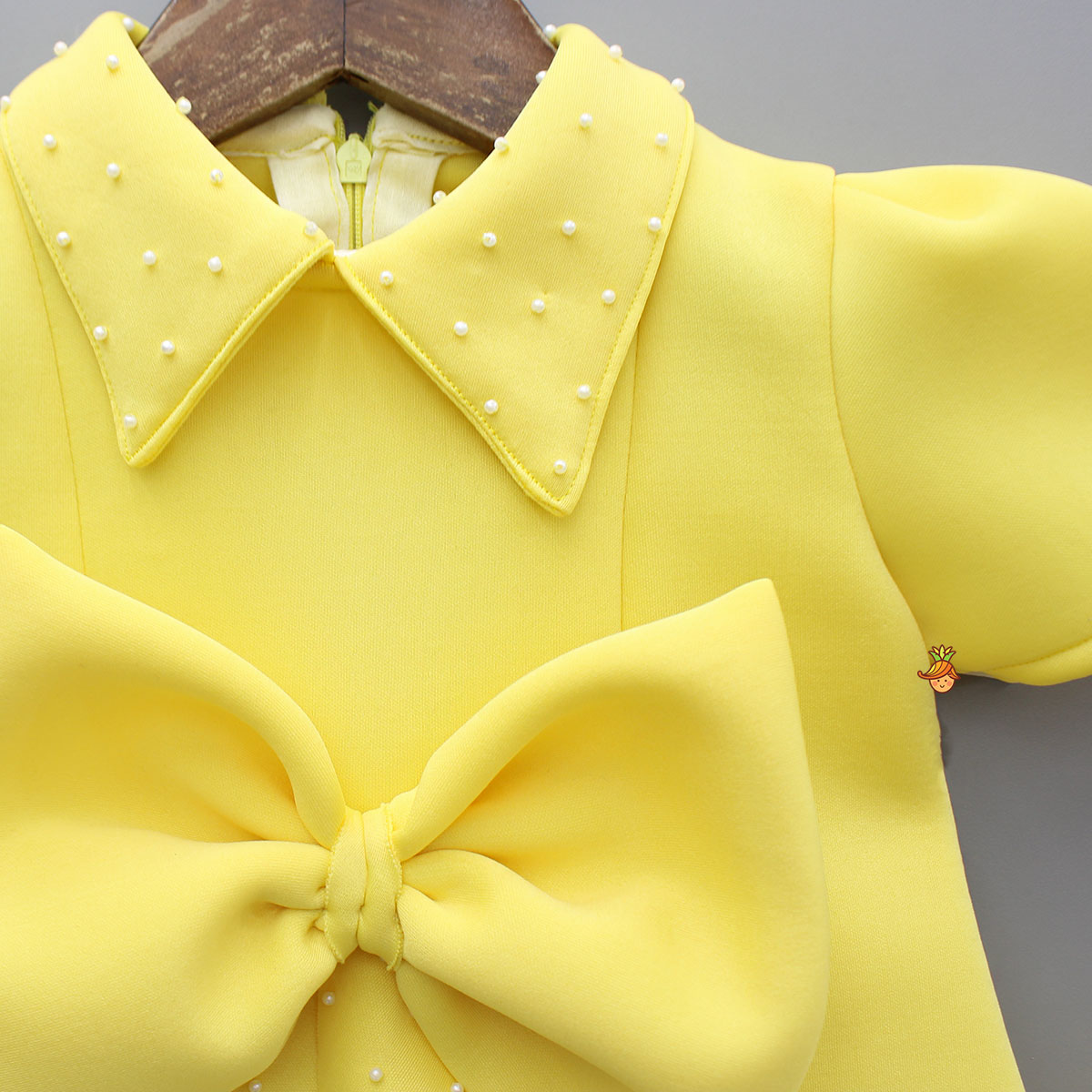 Yellow Collared Stylish Bow Dress
