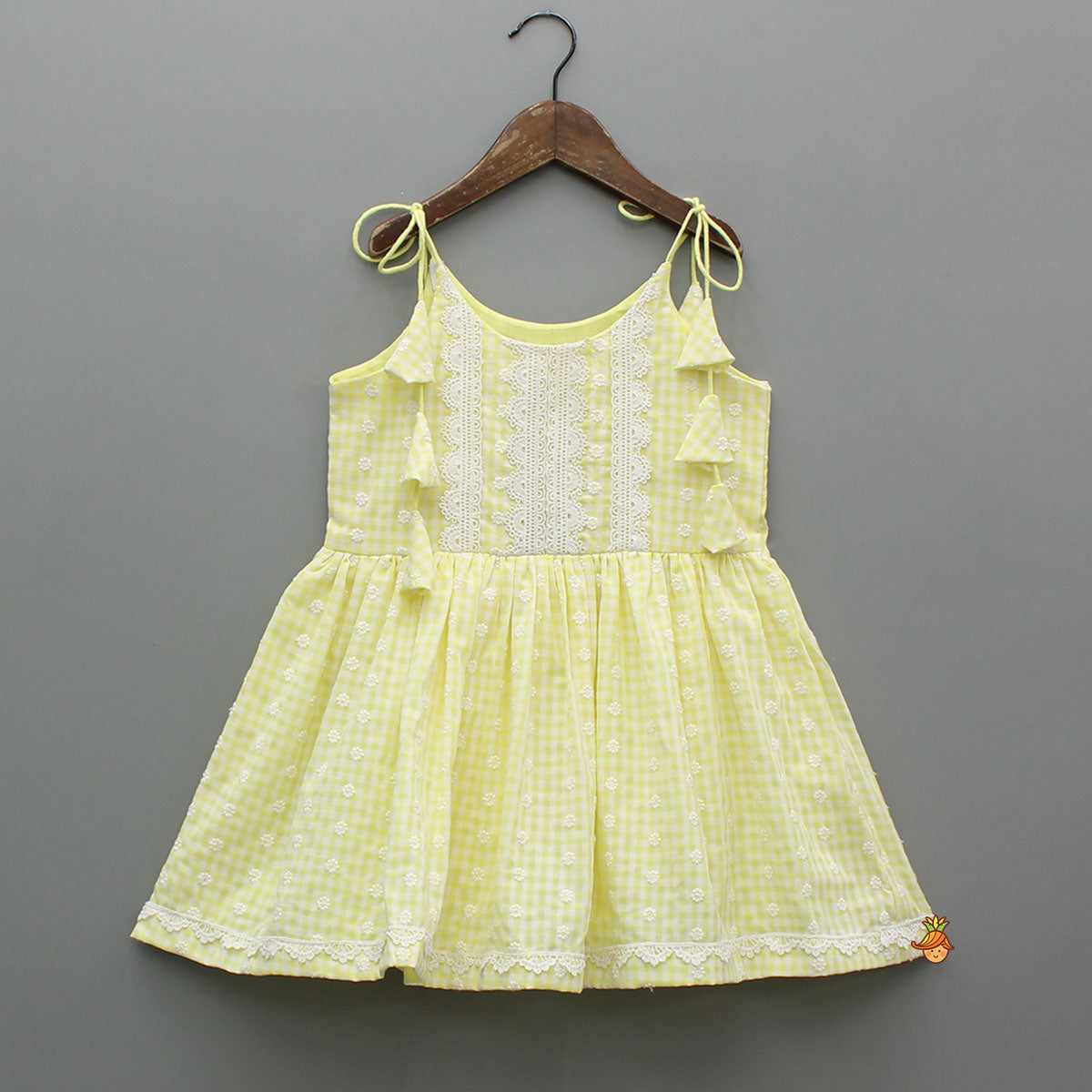 Strappy Embroidered Tie-Up Kurti With Sharara And Dupatta