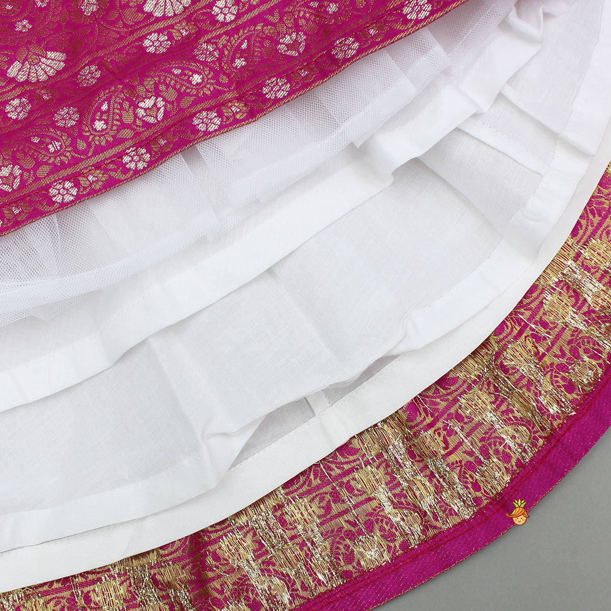 Beautiful Pink Embroidered Halter Neck Top With Lehenga And Dupatta With Potli Bag