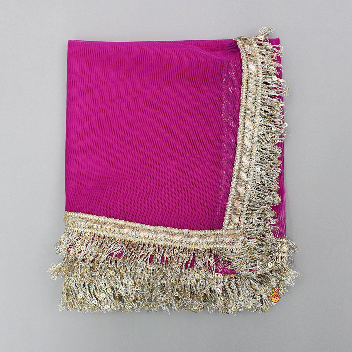 Beautiful Pink Embroidered Halter Neck Top With Lehenga And Dupatta With Potli Bag